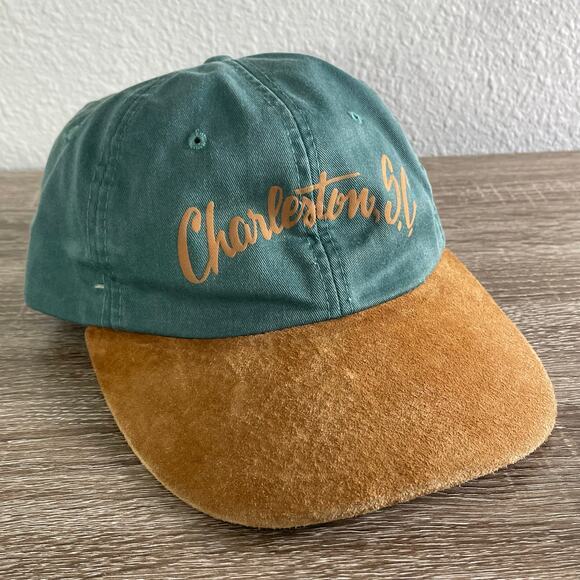 Vintage Charleston SC Baseball Cap Green Brown Adjustable Strapback Hat Headwear - Picture 5 of 12